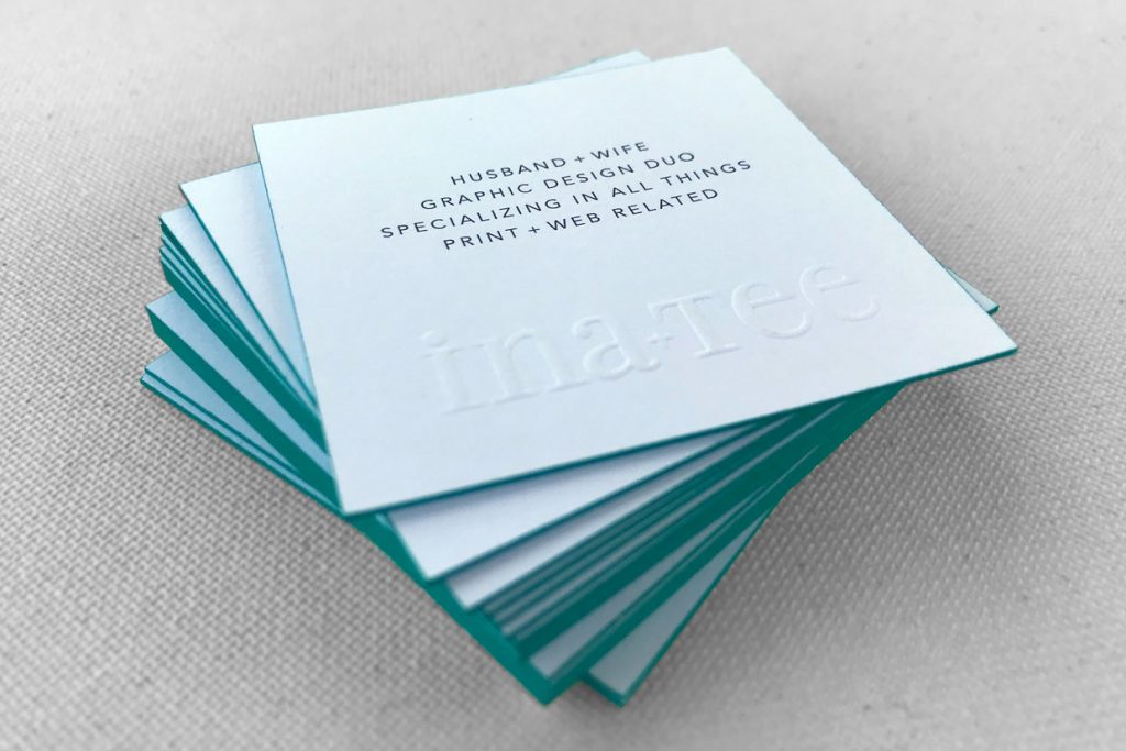 When designing our new business cards, we definitely looked to our wedding invitation as a source of inspiration.  The final result is